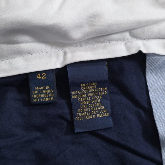 Polo Ralph Lauren Chino Shorts Mens 42 Navy Pockets Zip Cotton Classic Fit 9" - Picture 13 of 16